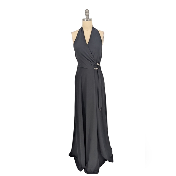 White House Black Market Dresses & Skirts - 00127 WHBM Halter Wrap Maxi Dress Black size 4 classic party minimalist preppy